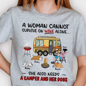 A Woman Cannot Survive On Wine Alone - Personalized Unisex T-Shirt.