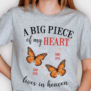 A Big Piece Of My Heart Lives In Heaven - Personalized Custom Unisex T-shirt.