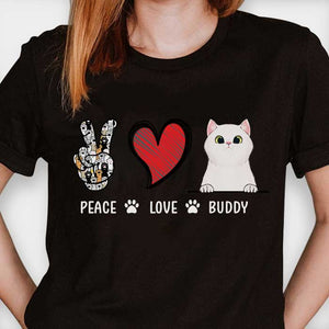 Peace Love Cat - Personalized Custom T-shirt.