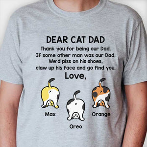 Thank You For Being Our Dad Funny Cat Butt - Gift for Dad, Personalized Unisex T-Shirt.