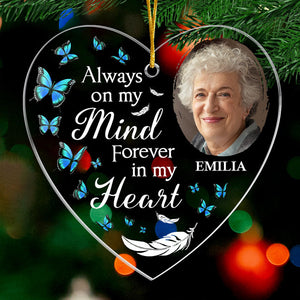 Photo personnalisée que vous ne regretterez pas - Ornement commémoratif personnalisé personnalisé - En forme de cœur en acrylique - Cadeau de Noël, cadeau de condoléances pour les membres de la famille