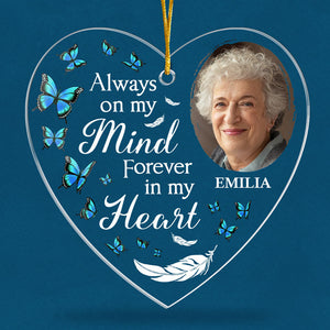 Photo personnalisée que vous ne regretterez pas - Ornement commémoratif personnalisé personnalisé - En forme de cœur en acrylique - Cadeau de Noël, cadeau de condoléances pour les membres de la famille