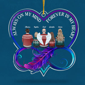 Tu es à jamais dans nos cœurs - Ornement commémoratif personnalisé - En forme de cœur infini en acrylique - Cadeau de Noël, cadeau de condoléances pour les membres de la famille