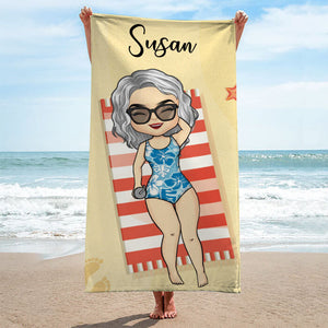 Pool Chibi Girl Swimming Belt - Personalized Beach Towel