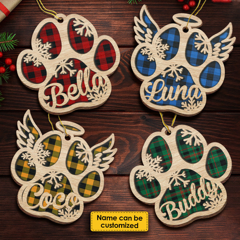 Colorful Paw - Christmas Is On Its Way - Personalized Custom Paw Shaped Wood Christmas Ornament