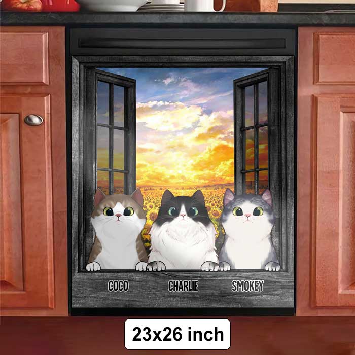 Cats By The Window - Personalized Dishwasher Cover