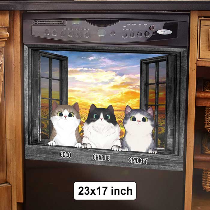 Cats By The Window - Personalized Dishwasher Cover