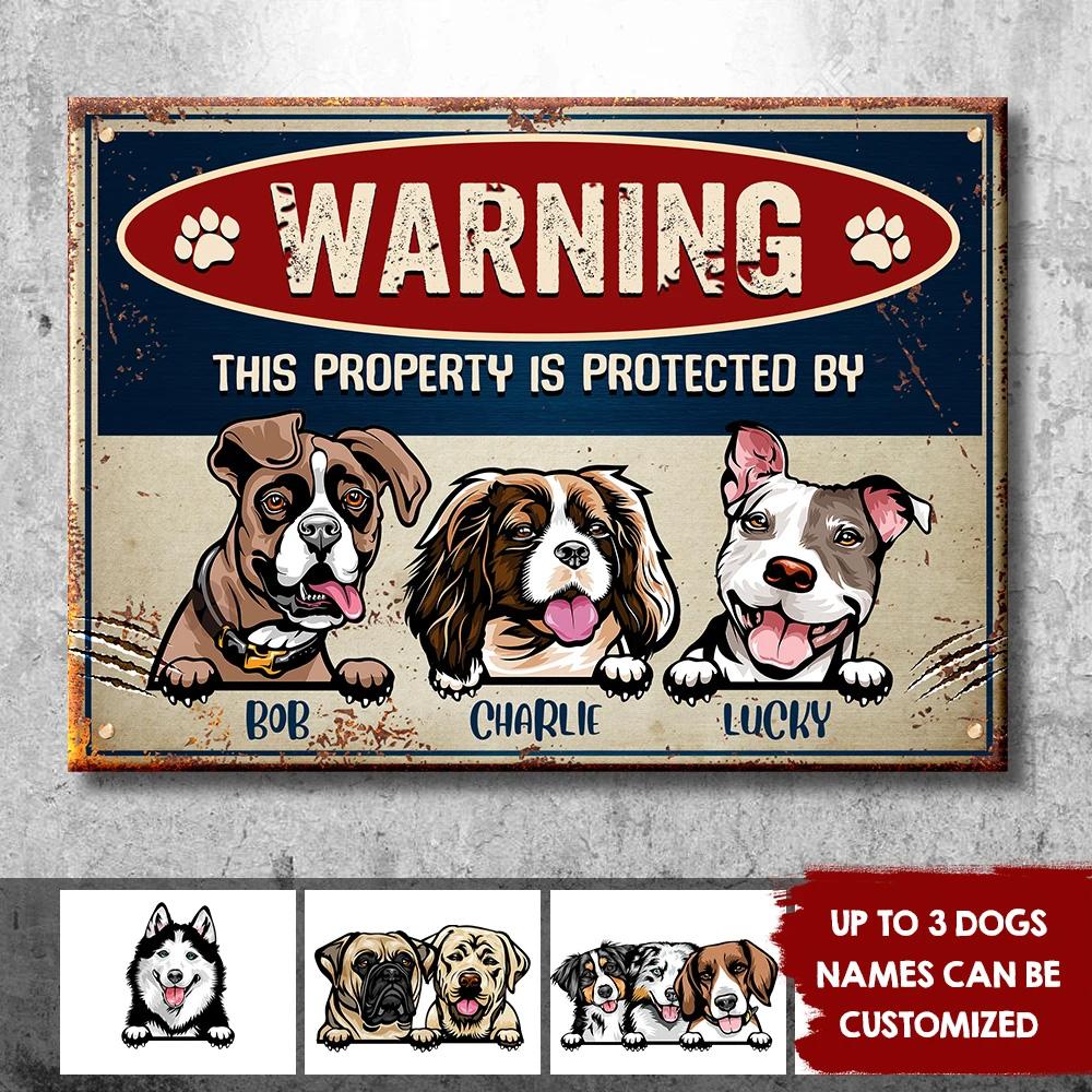 Warning Zone - Funny Personalized Dog Metal Sign.