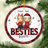 Besties By Heart - Bestie Personalized Custom Ornament - Ceramic Round Shaped - Christmas Gift For Best Friends, BFF, Sisters