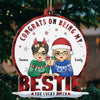 No Greater Gift Than Friendship - Bestie Personalized Custom Ornament - Wood Snow Globe Shaped - Christmas Gift For Best Friends, BFF, Sisters
