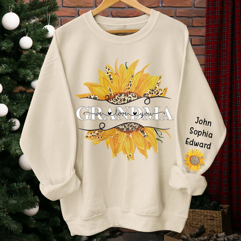 Love My Grandma - Family Personalized Custom Unisex Sweatshirt With Design On Sleeve - Christmas Gift For Grandma