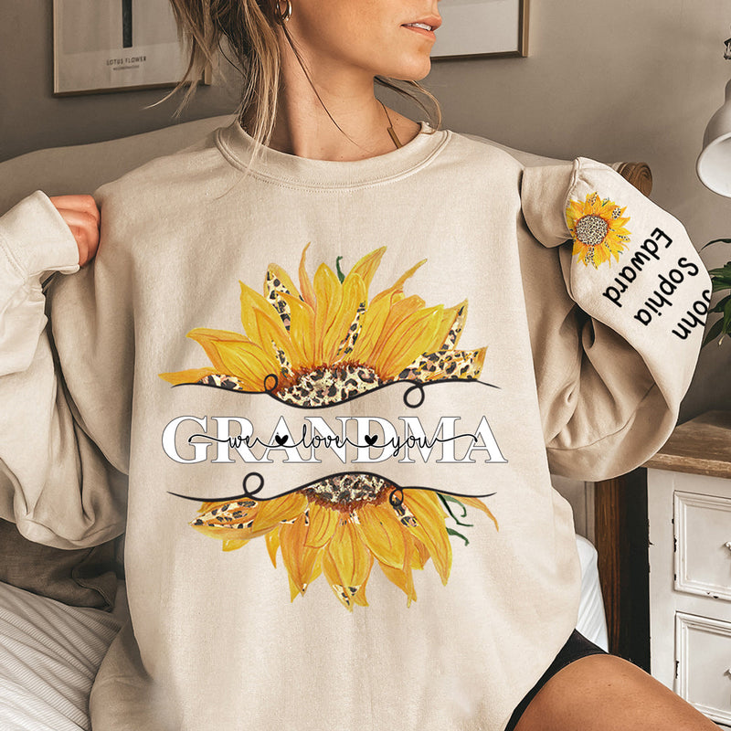 Love My Grandma - Family Personalized Custom Unisex Sweatshirt With Design On Sleeve - Christmas Gift For Grandma