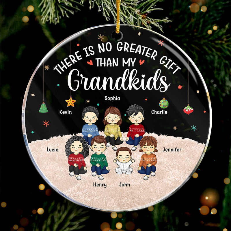 Grandkids Melt My Heart - Family Personalized Custom Ornament - Acrylic Round Shaped - Christmas Gift For Family Members