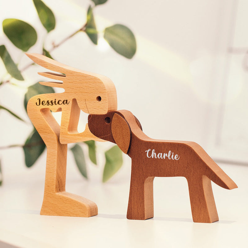 Personalized Custom Wooden Pet Carvings - Cuteness Overload - Gift For Pet Lovers - Wood Sculpture Table Ornaments, Carved Wood Decor