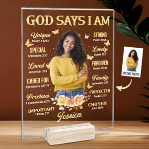 God Says I Am - Personalized Custom Rectangle Shaped Acrylic Plaque - Gift For Yourself