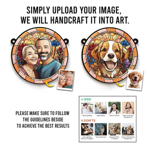 Custom Photo I Fall For You More Every Day - Couple Personalized Window Hanging Suncatcher Ornament - Gift For Husband Wife, Anniversary