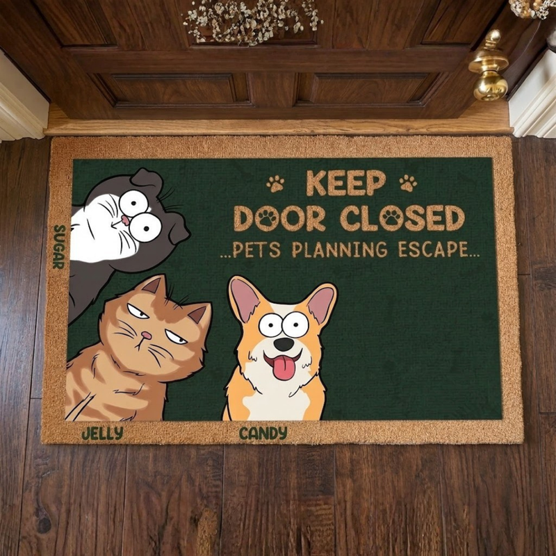 Don't Let The Cat Out No Matter What He Tells You - Cat Personalized Custom Home Decor Decorative Mat - House Warming Gift, Gift For Pet Owners, Pet Lovers