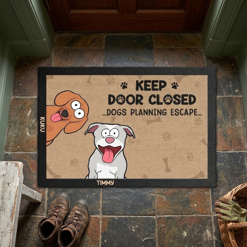 Don't Let The Cat Out No Matter What He Tells You - Cat Personalized Custom Home Decor Decorative Mat - House Warming Gift, Gift For Pet Owners, Pet Lovers