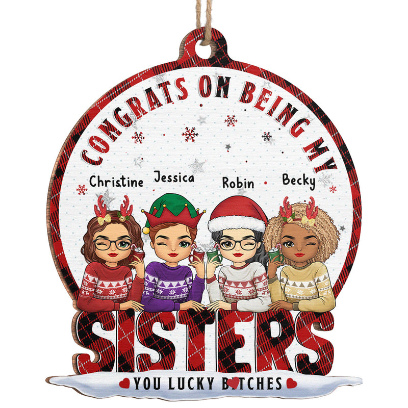 No Greater Gift Than Friendship - Bestie Personalized Custom Ornament - Wood Snow Globe Shaped - Christmas Gift For Best Friends, BFF, Sisters