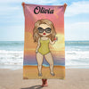 60"x30" Chibi Lady Personalized Beach Towels for Adults Sand Free Beach Towel Beach Accessories for Vacation Must Haves, Travel Towels, Beach Essentials for Women, Girls Beach Towel