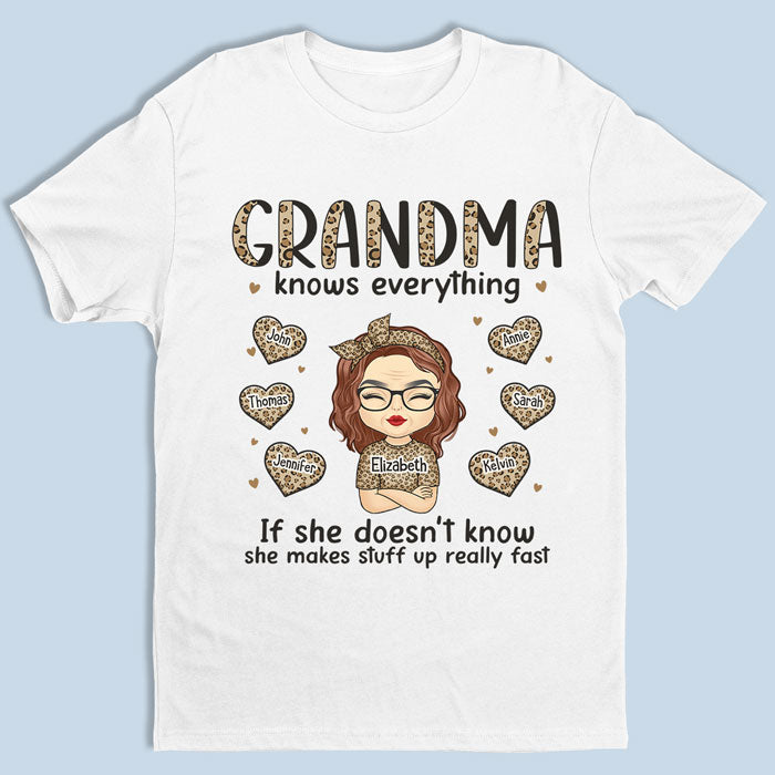 Grandma Knows Everything - Family Personalized Custom Unisex T-shirt, Hoodie, Sweatshirt - Mother's Day, Birthday Gift For Grandma