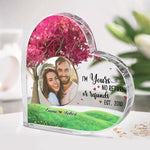 No Return Or Refund, I'm Yours - Couple Personalized Custom Heart Shaped Acrylic Plaque - Upload Image, Gift For Husband Wife, Anniversary