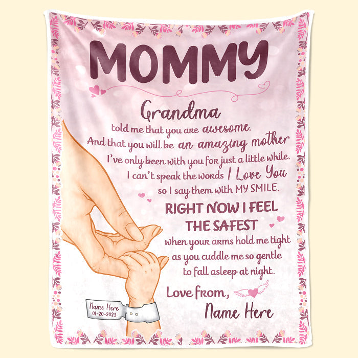 You Are Awesome Mommy - Family Personalized Custom Baby Blanket - Baby Shower Gift, Gift For First Mom