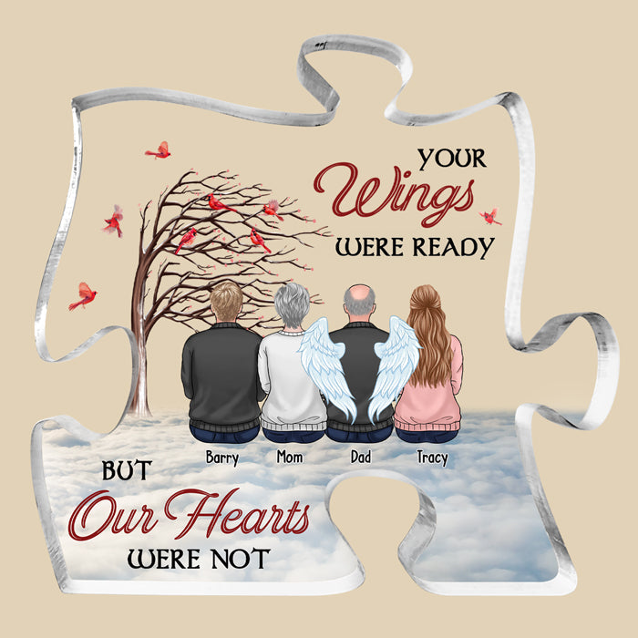 We're Always With You - Memorial Personalized Custom Puzzle Shaped Acrylic Plaque - Sympathy Gift, Gift For Family Members