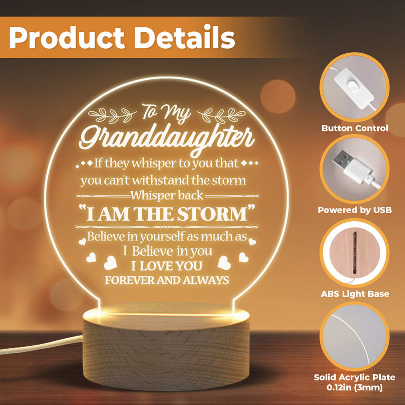 To My Granddaughter I Love You Forever & Always - Acrylic Night Lamp - To My Granddaughter, Gift For Granddaughter, Granddaughter Gift From Grandparents, Birthday Gift For Granddaughter, Christmas Gift