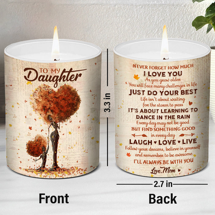 To My Daughter Never Forget How Much I Love You - Family Personalized Custom Smokeless Scented Candle - Gift For Daughter From Mother