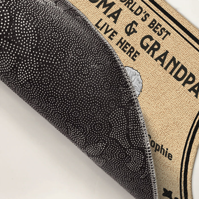World's Best Grandparents Live Here - Family Personalized Custom Decorative Mat - Gift For Grandparents