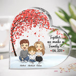 Together, We Make A Family - Family Personalized Custom Heart Shaped Acrylic Plaque - Gift For Dad, Mom, Kids