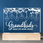 Grandkids Make Life More Grand - Family Personalized Custom Rectangle Shaped 3D LED Light - Mother's Day, Birthday Gift For Grandma