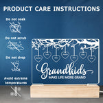 Grandkids Make Life More Grand - Family Personalized Custom Rectangle Shaped 3D LED Light - Mother's Day, Birthday Gift For Grandma