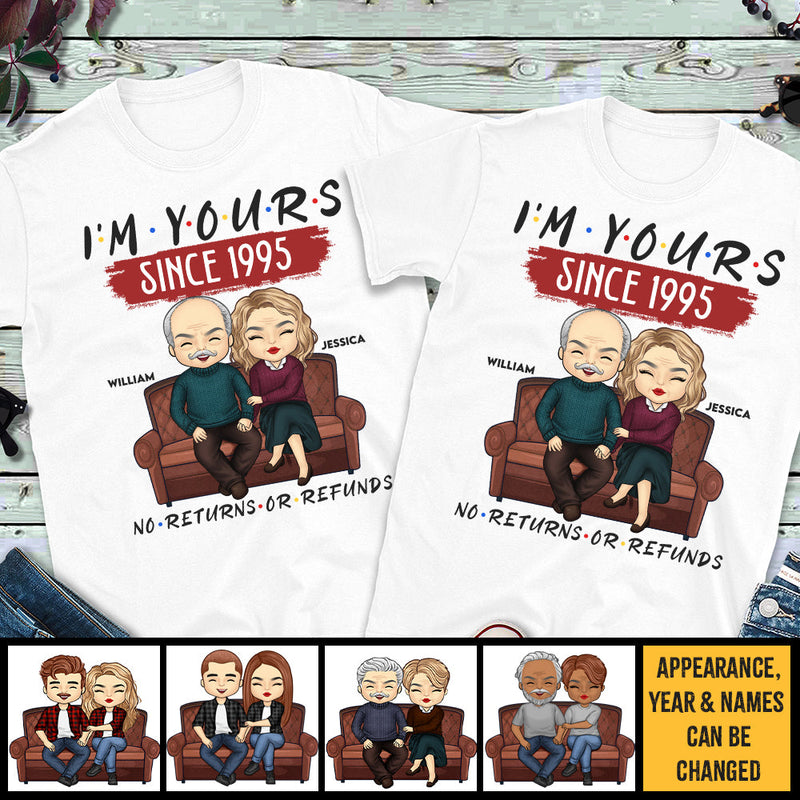 No Returns Or Refunds - Personalized Matching Couple T-Shirt - Gift For Couple, Husband Wife, Anniversary, Engagement, Wedding, Marriage Gift