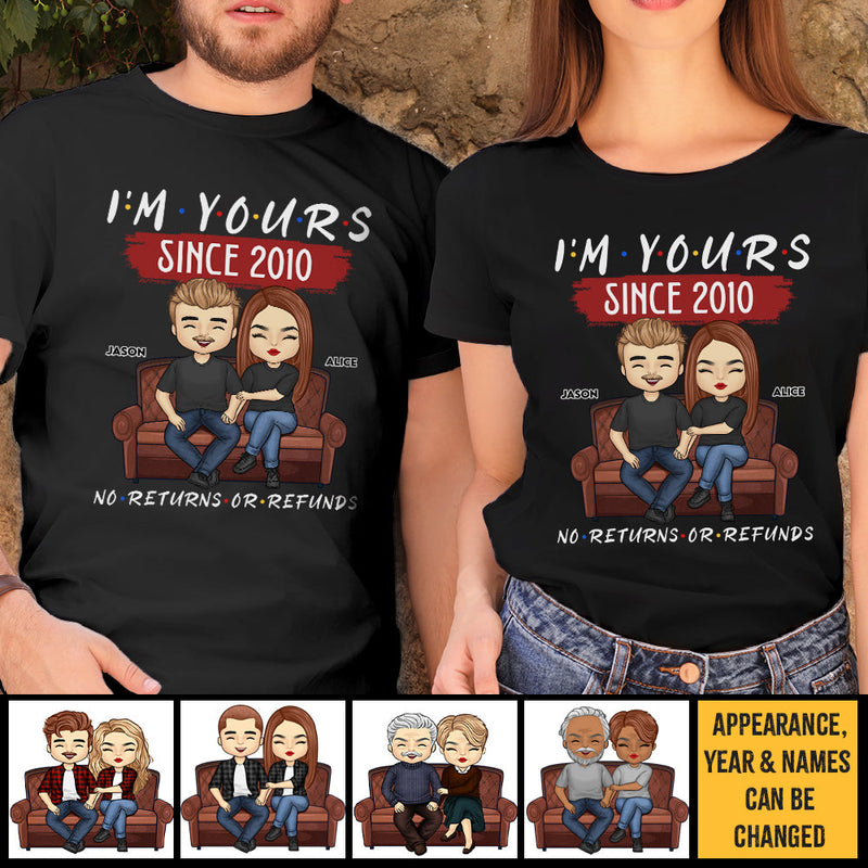 No Returns Or Refunds - Personalized Matching Couple T-Shirt - Gift For Couple, Husband Wife, Anniversary, Engagement, Wedding, Marriage Gift