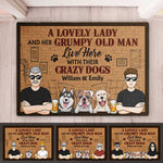 Lovely Lady & Her Grumpy Old Man Live Here - Dog Personalized Custom Decorative Mat - Gift For Couples, Pet Owners, Pet Lovers