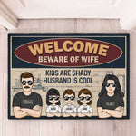 Custom Name Funny Beware of Wife Family Gifts - Personalized Doormat