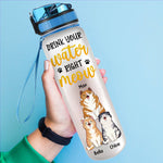 Drink Your Water Right Meow - Cat Personalized Custom Water Tracker Bottle - Gift For Pet Owners, Pet Lovers