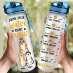 Drink Your Water Right Meow - Cat Personalized Custom Water Tracker Bottle - Gift For Pet Owners, Pet Lovers