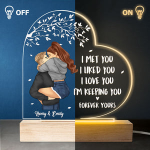 I Love You & Forever Yours - Couple Personalized Custom Heart Shaped 3D LED Light - Gift For Husband Wife, Anniversary