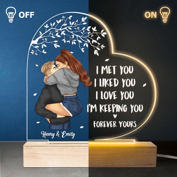 I Love You & Forever Yours - Couple Personalized Custom Heart Shaped 3D LED Light - Gift For Husband Wife, Anniversary