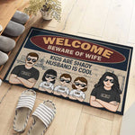 Custom Name Funny Beware of Wife Family Gifts - Personalized Doormat