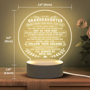 To My Granddaughter Never Forget How Much I Love You - Acrylic Night Lamp - To My Granddaughter, Gift For Granddaughter, Granddaughter Gift From Grandparents, Birthday Gift For Granddaughter, Christmas Gift