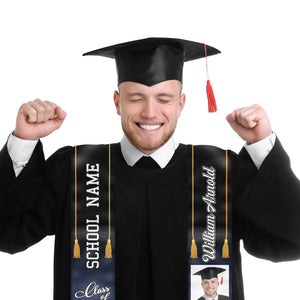 Class Of 2024 - Personalized Custom Graduation Stole - Upload Image, Graduation Gift