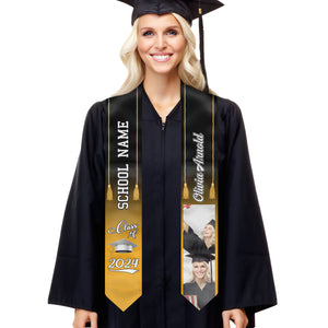 Class Of 2024 - Personalized Custom Graduation Stole - Upload Image, Graduation Gift