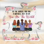 Custom Name Mother Daughter Floral Gifts - Personalized Shaped Acrylic Plaque