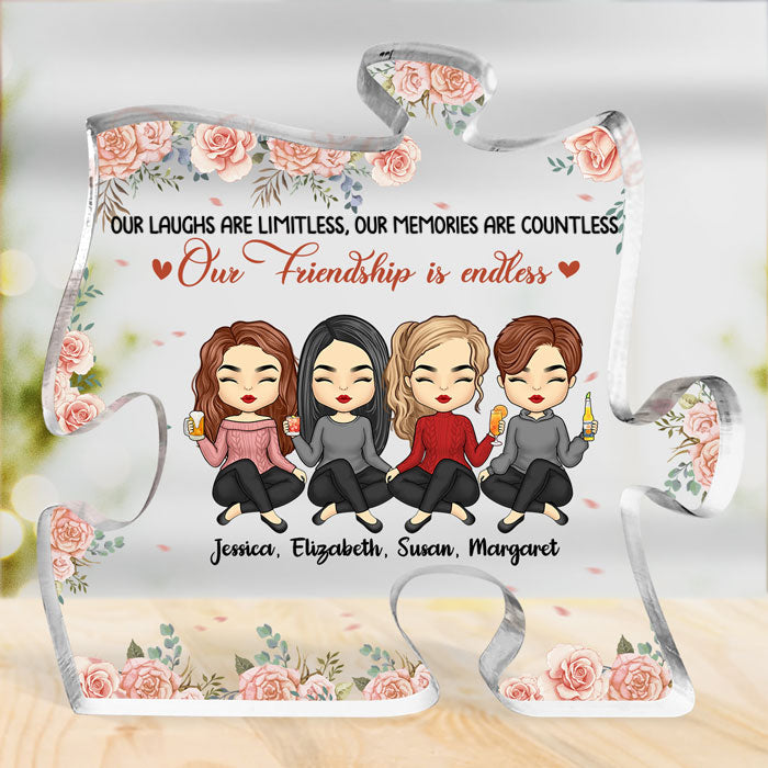 Our Friendship Is A True Blessing - Bestie Personalized Custom Puzzle Shaped Acrylic Plaque - Gift For Best Friends, BFF, Sisters