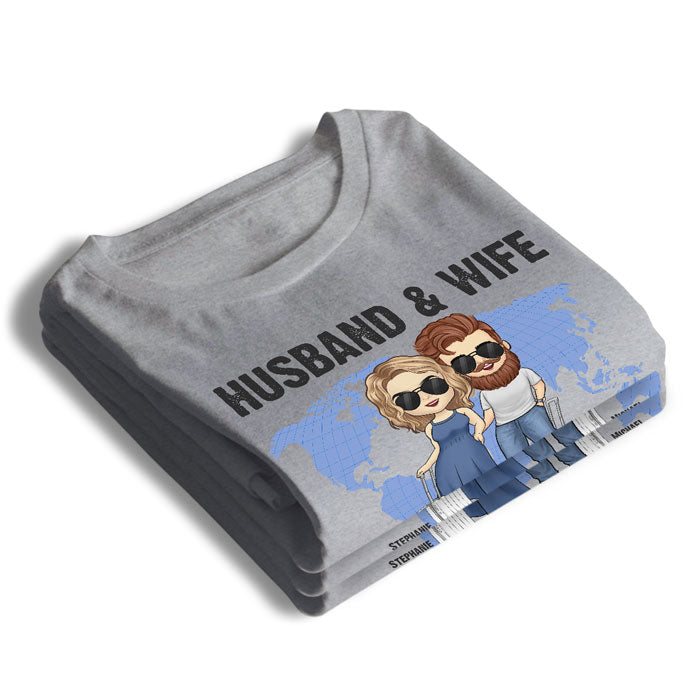 Husband & Wife Travel Partners For Life - Gift For Couples, Husband Wife - Personalized Unisex T-shirt