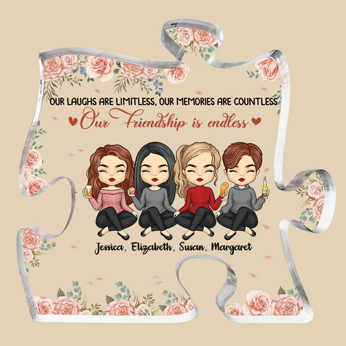 Our Friendship Is A True Blessing - Bestie Personalized Custom Puzzle Shaped Acrylic Plaque - Gift For Best Friends, BFF, Sisters